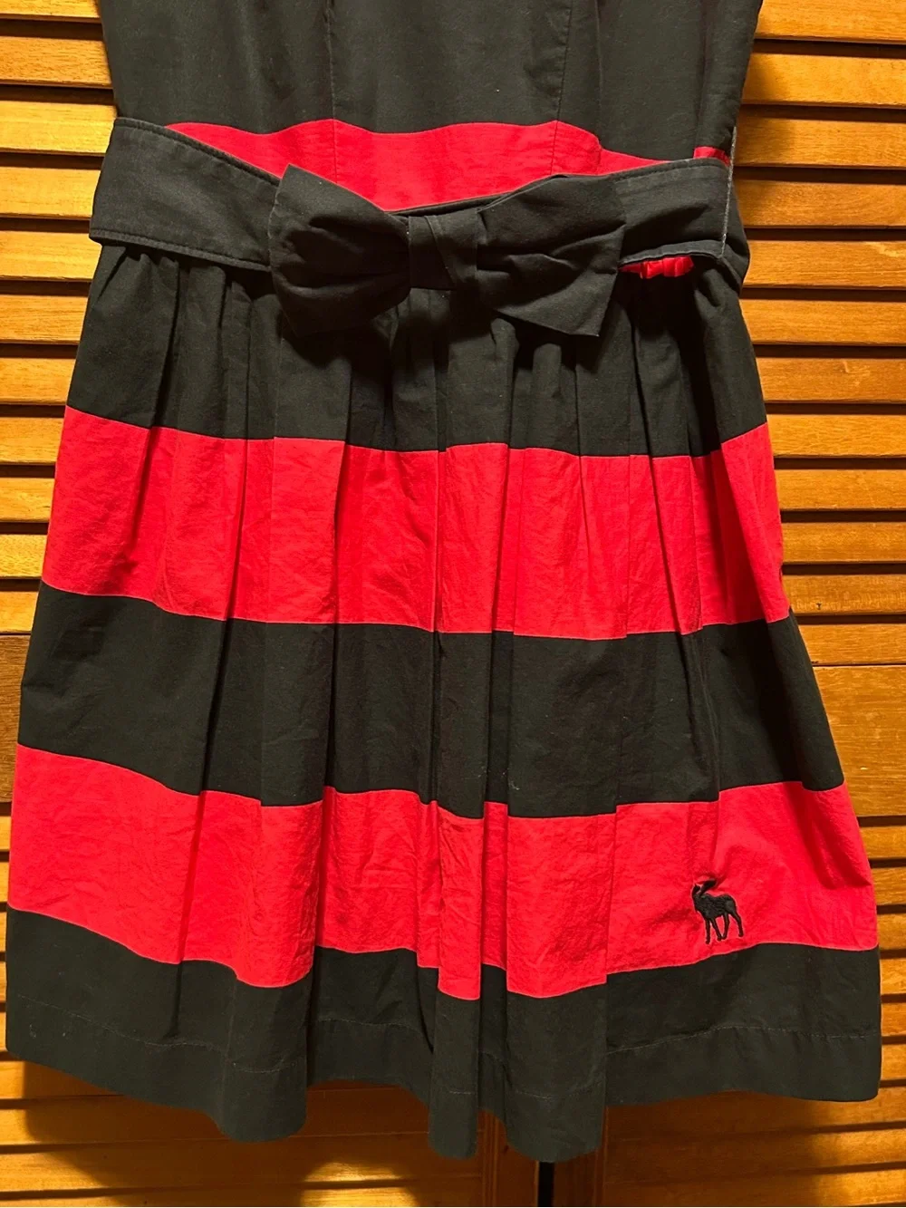 Abercrombie & Fitch Navy Blue and Pink  Striped Sleeveless Dress with Waist Bow